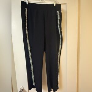 Juicy Couture Black Women's Rhinestone & Pearl-Trim Ponte Pants - Size XL